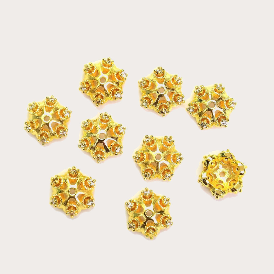 18K gold-plated zircon Snowflake Caps(tarnish resistant)