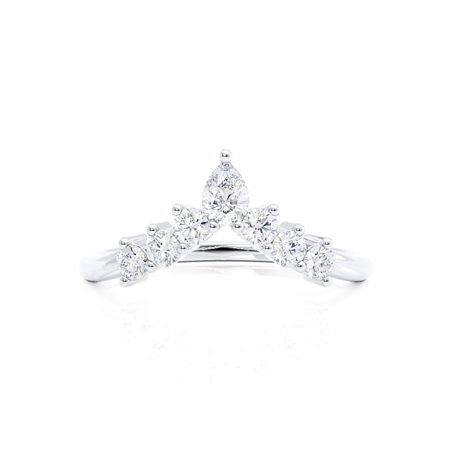 ECLIPSE — Tiara Pear & Round Diamond Wedding Band in 950 Platinum