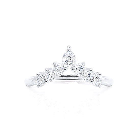 ECLIPSE — Tiara Pear & Round Diamond Wedding Band in 950 Platinum