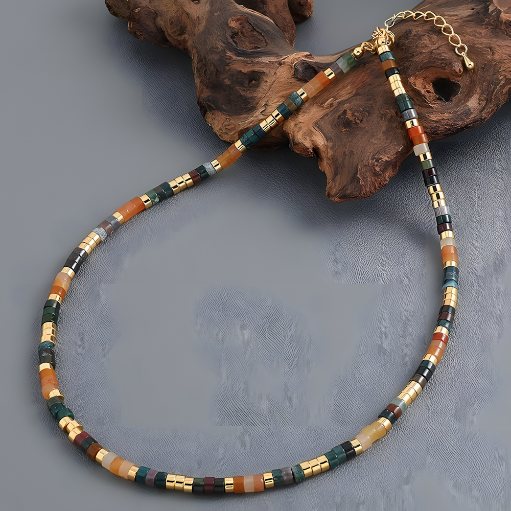 Natural Stone Beaded Collar Necklace