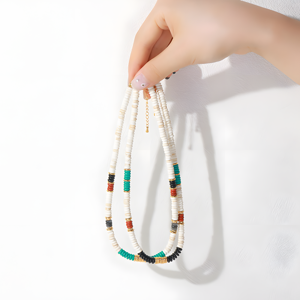 Howlite Point Beaded Necklace