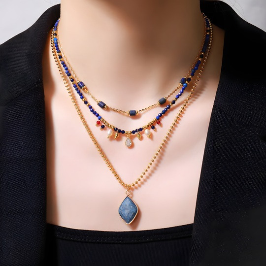 Natural Stone Beaded Collar Necklace