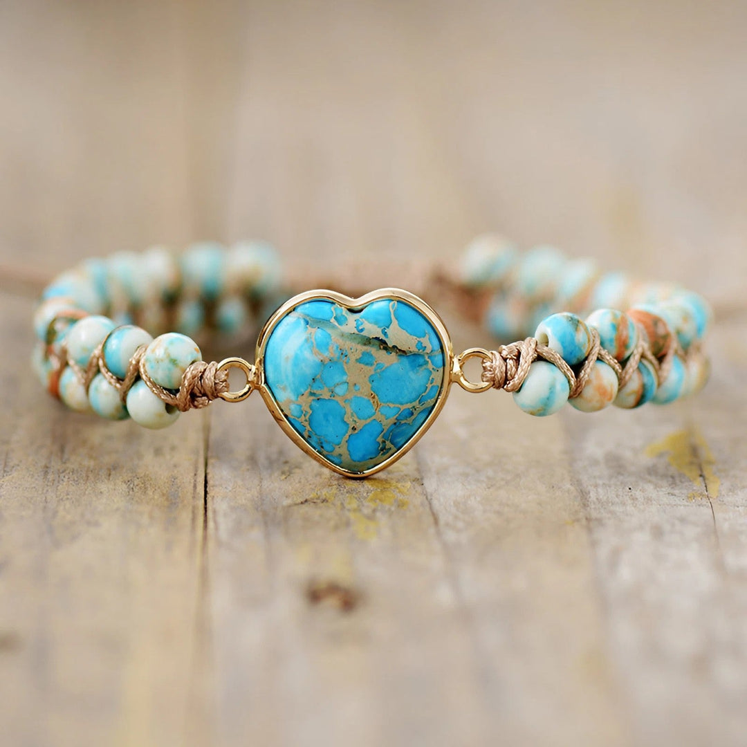 Handcrafted Amazonite Bracelet with Heart Shapes