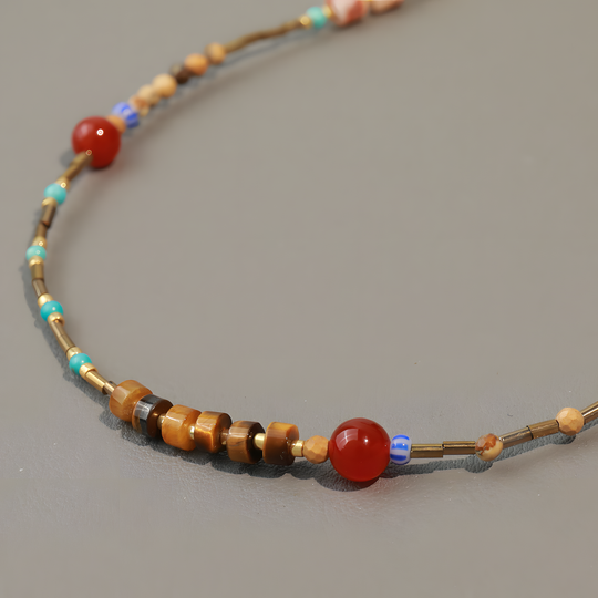 Natural Stone Czech Bead Handmade Beaded Necklace