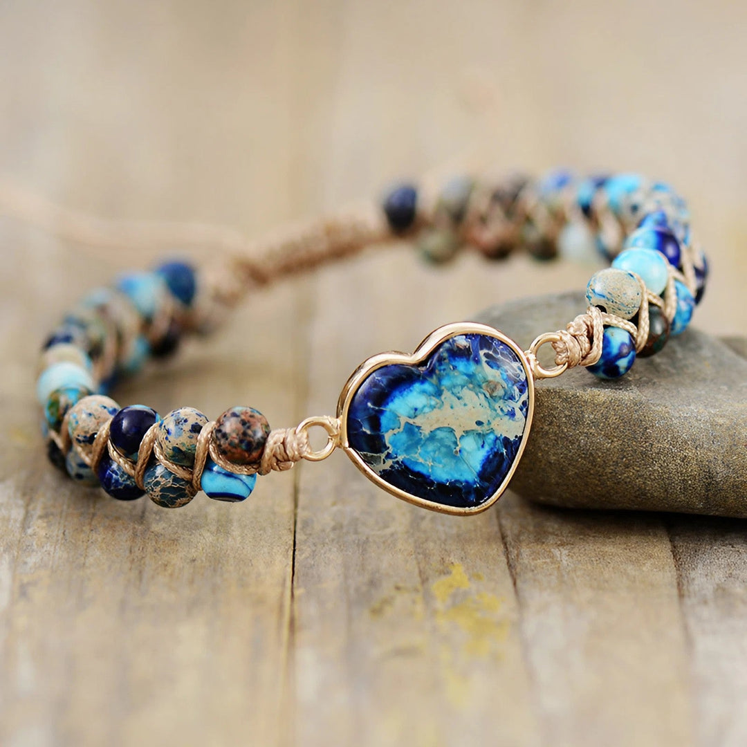 Handcrafted Amazonite Bracelet with Heart Shapes