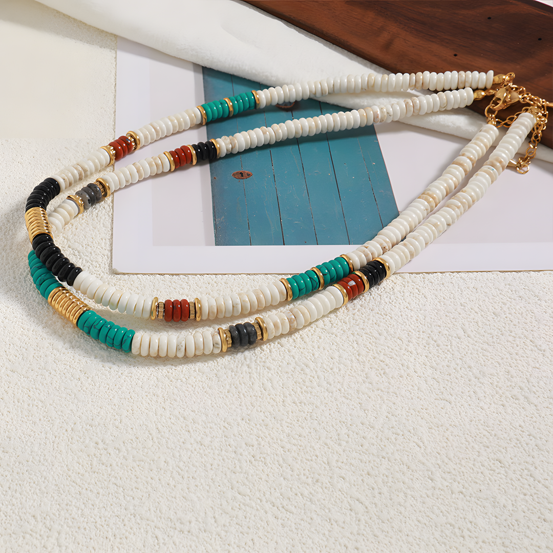 Howlite Point Beaded Necklace