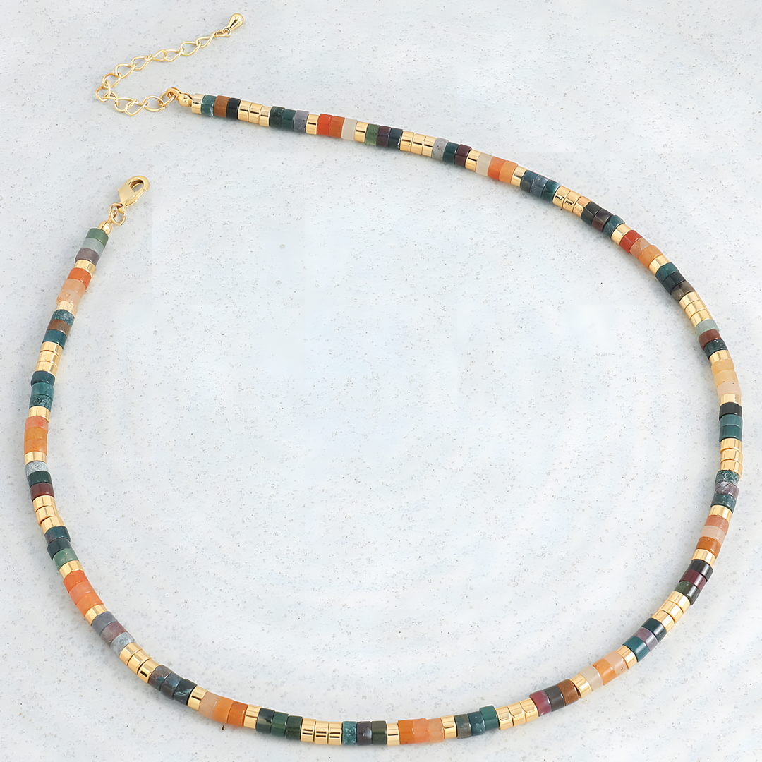 Natural Stone Beaded Collar Necklace