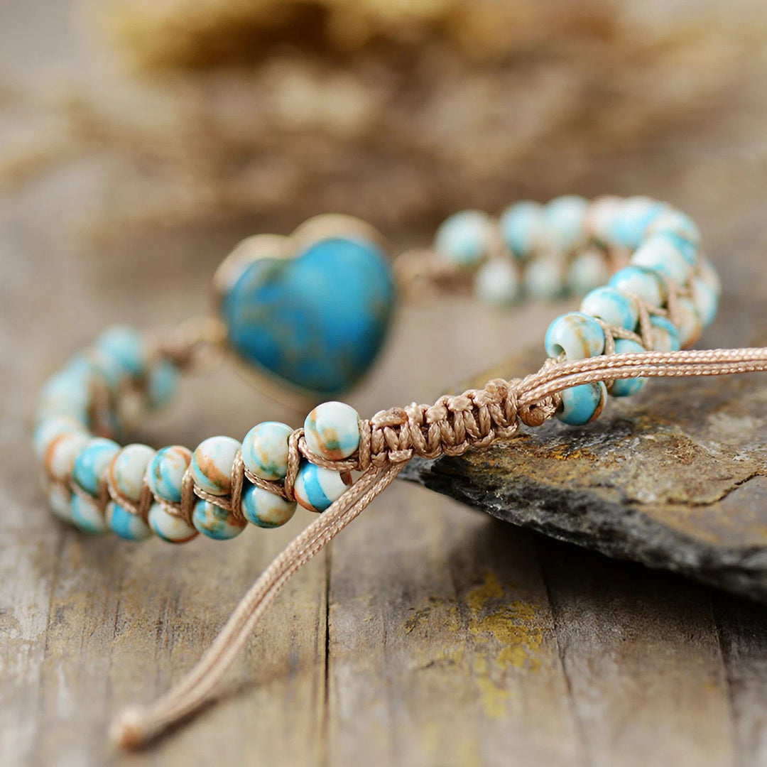 Handcrafted Amazonite Bracelet with Heart Shapes