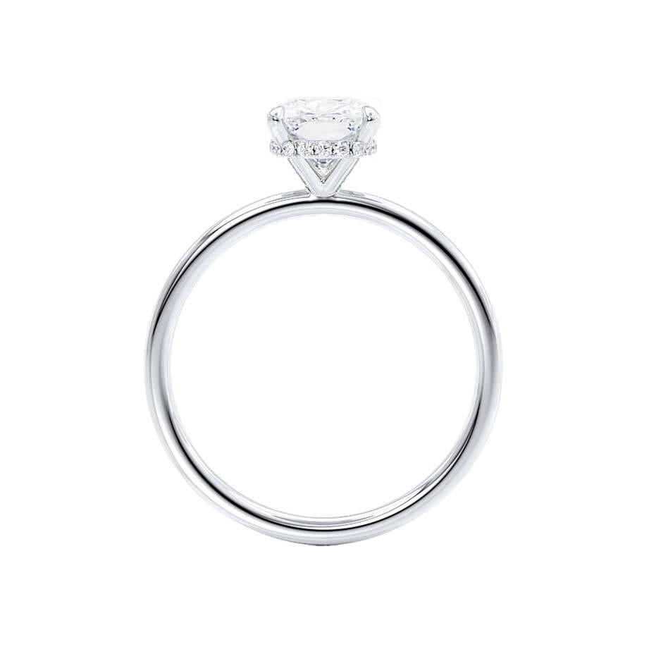 CAMELLIA- Oval natural Diamond 18k White Gold Hidden Halo