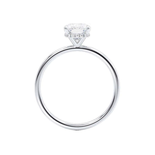CAMELLIA- Oval natural Diamond 18k White Gold Hidden Halo