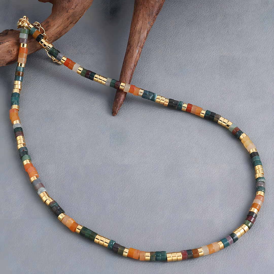 Natural Stone Beaded Collar Necklace