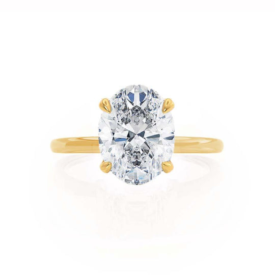 CAMELLIA - Oval natural Diamond 18k Yellow Gold Hidden Halo