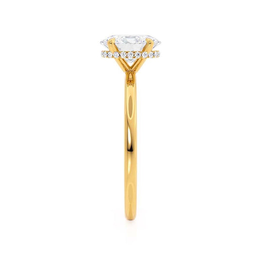 CAMELLIA - Oval natural Diamond 18k Yellow Gold Hidden Halo