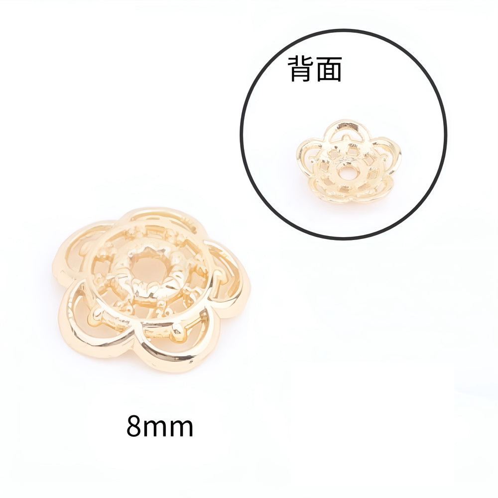 18k gold-plated copper flower caps(tarnish resistant)