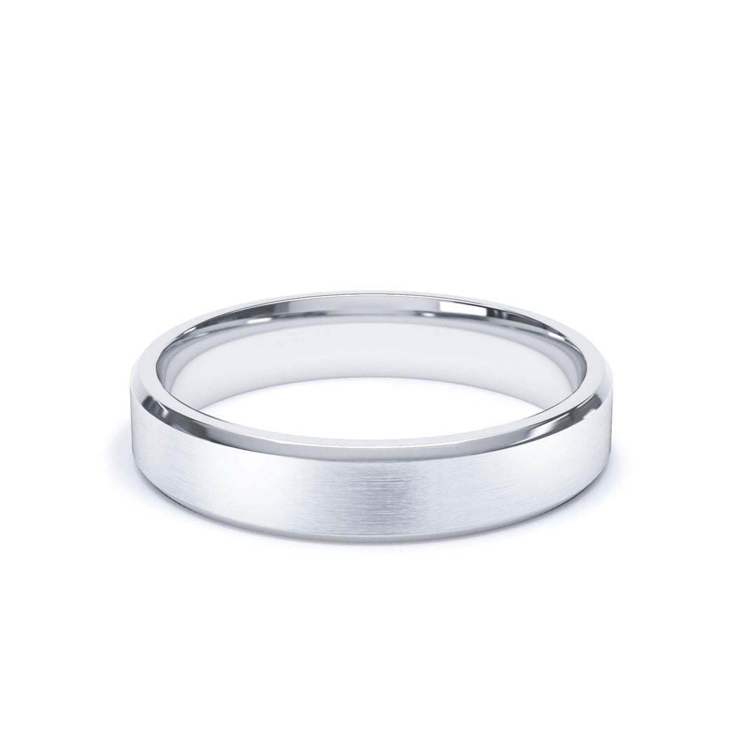 ORION — Bevelled Edge Satin Wedding Band in Platinum