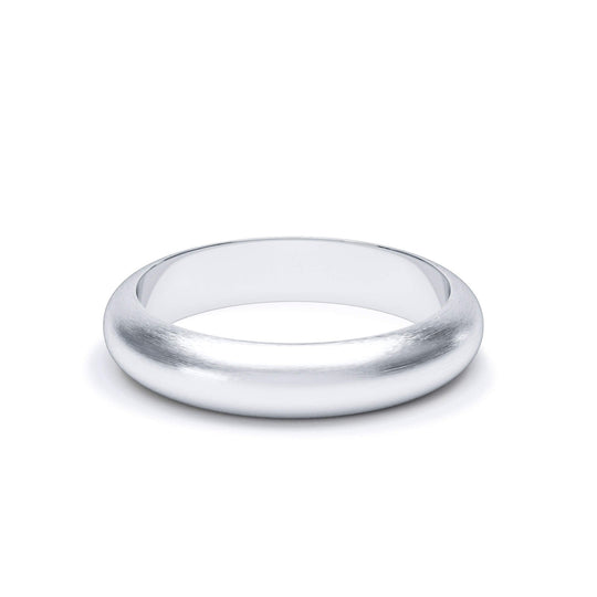 ARCTURUS — D Shape Satin Wedding Band in 950 Platinum