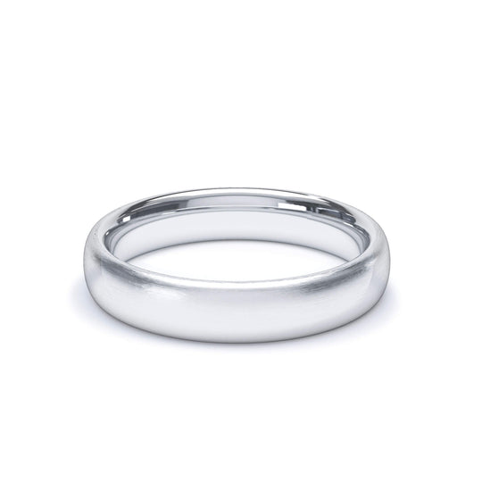 ATLAS — Oval Profile Satin Wedding Band in 18k White Gold
