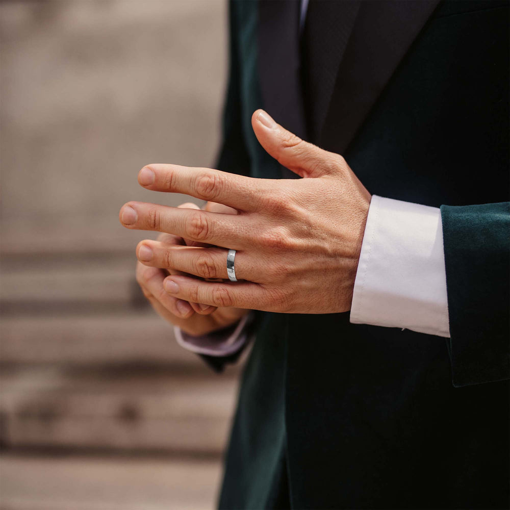 TITAN — Flat Court Satin Wedding Band in 950 Platinum