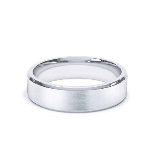 ORION — Bevelled Edge Satin Wedding Band in Platinum