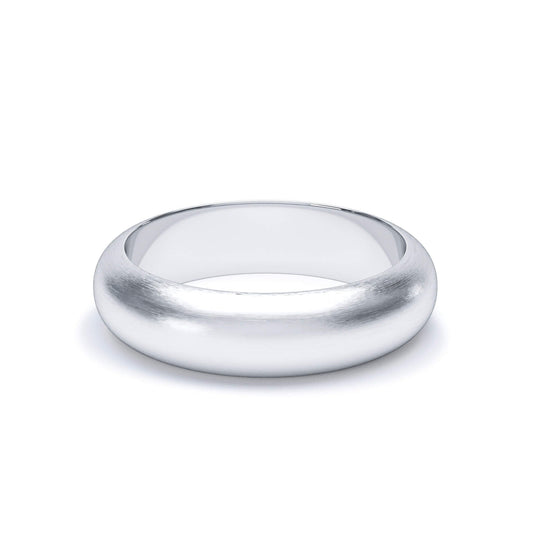 ARCTURUS — D Shape Satin Wedding Band in 950 Platinum