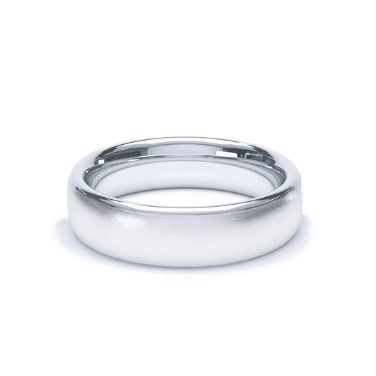 ATLAS — Oval Profile Satin Wedding Band in 18k White Gold