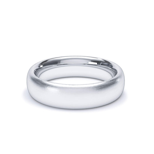 HELIOS — Regular Court Satin Wedding Band in 18k White Gold