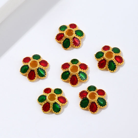 cloisonné enamel flower caps(8mm/high quality) A19