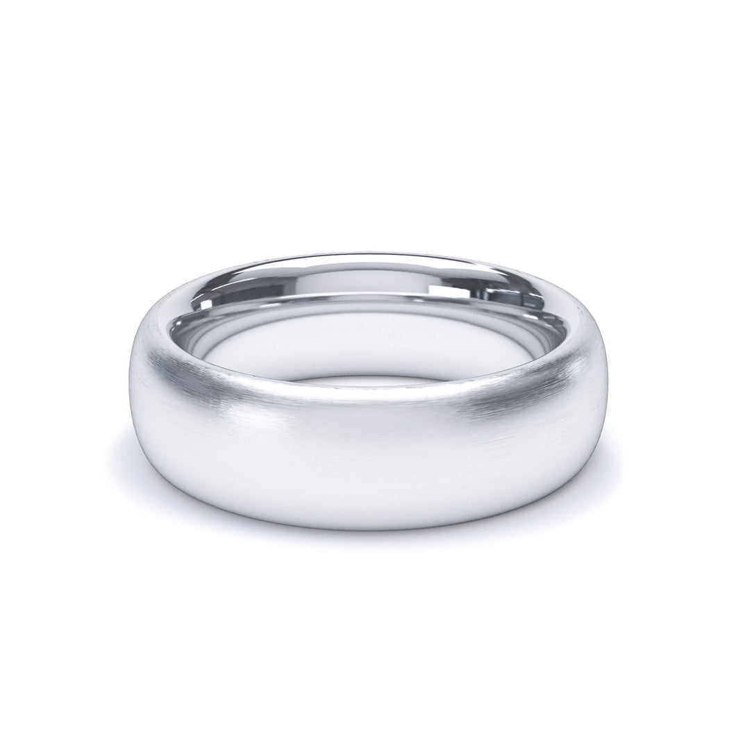 ATLAS — Oval Profile Satin Wedding Band in 950 Platinum