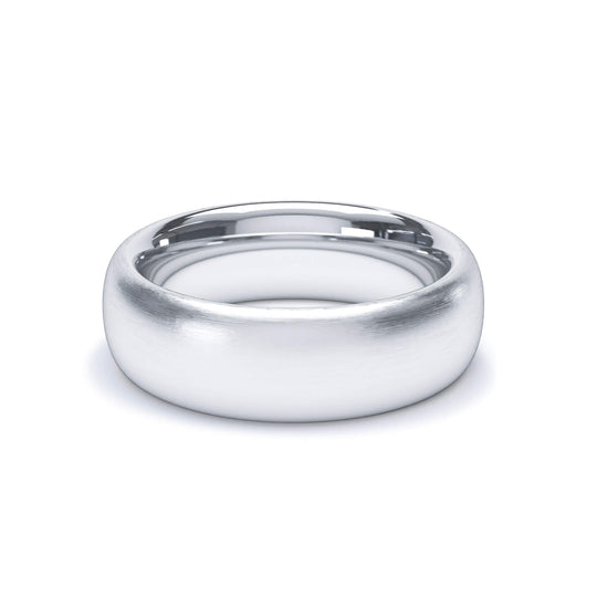 HELIOS — Regular Court Satin Wedding Band in 18k White Gold