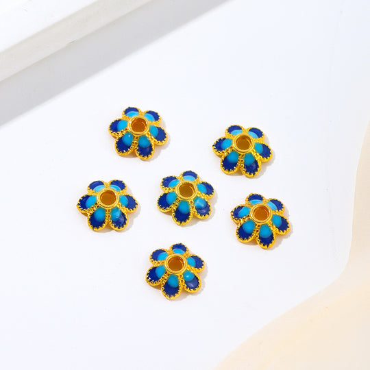 cloisonné enamel flower caps(8mm/high quality) A19