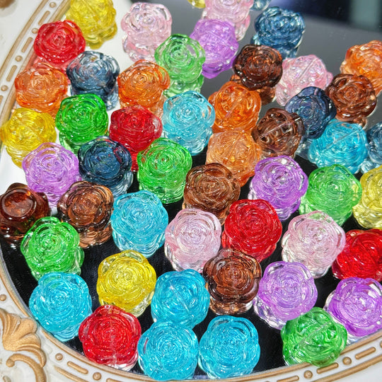 (New)Carved Glass Big Rose🌹 (18mm)