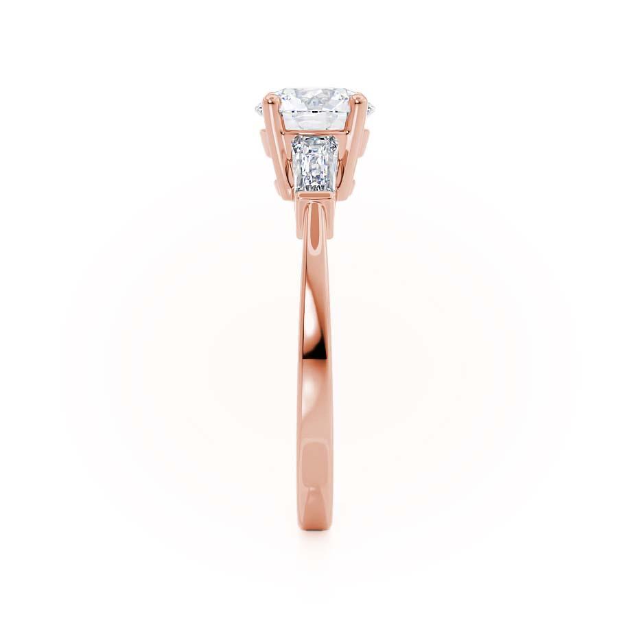 AZALEA - Round & Baguette Lab Diamond 18k Rose Gold Trilogy