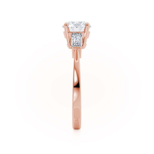 AZALEA - Round & Baguette Lab Diamond 18k Rose Gold Trilogy