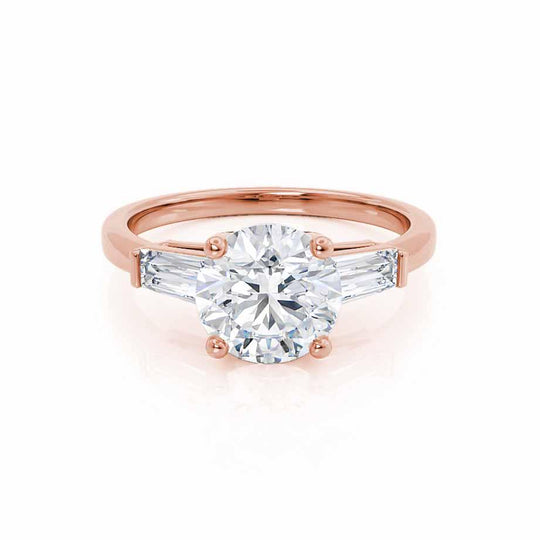 AZALEA - Round & Baguette Lab Diamond 18k Rose Gold Trilogy