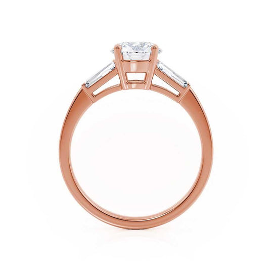 AZALEA - Round & Baguette Lab Diamond 18k Rose Gold Trilogy
