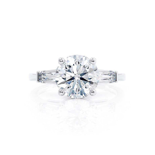 AZALEA - Round & Baguette Lab Diamond 18k White Gold Trilogy