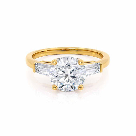 AZALEA - Round & Baguette Lab Diamond 18k Yellow Gold Trilogy