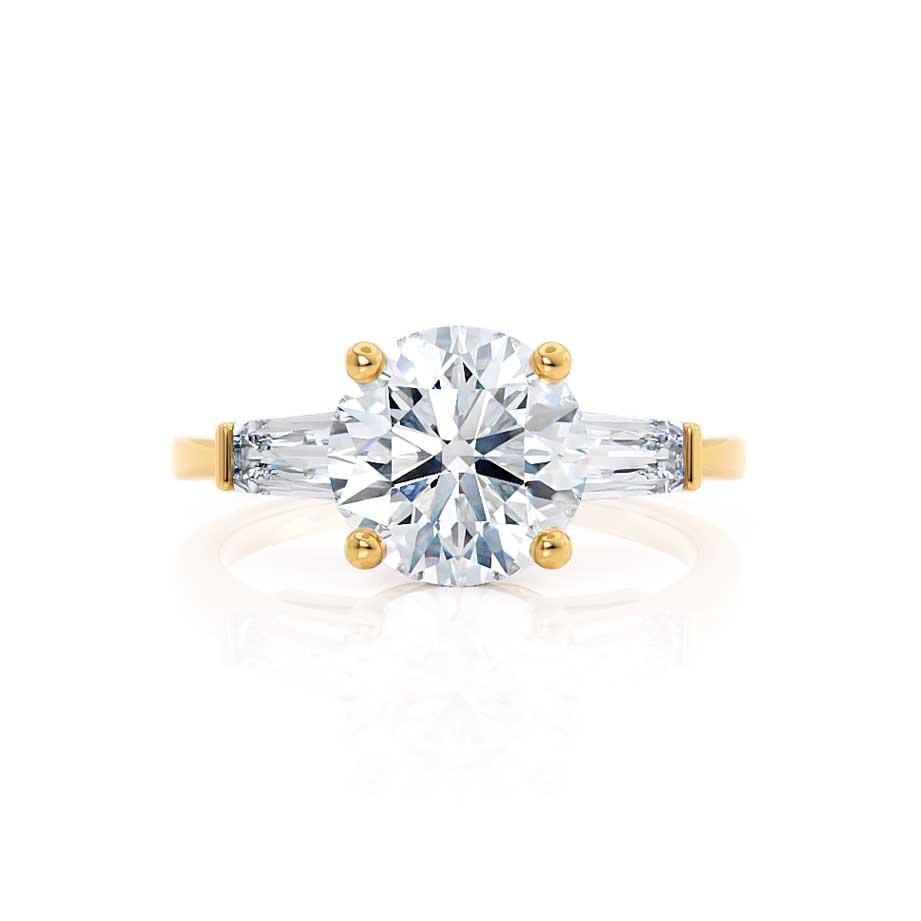 AZALEA - Round & Baguette Lab Diamond 18k Yellow Gold Trilogy