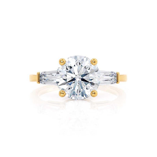 AZALEA - Round & Baguette Lab Diamond 18k Yellow Gold Trilogy