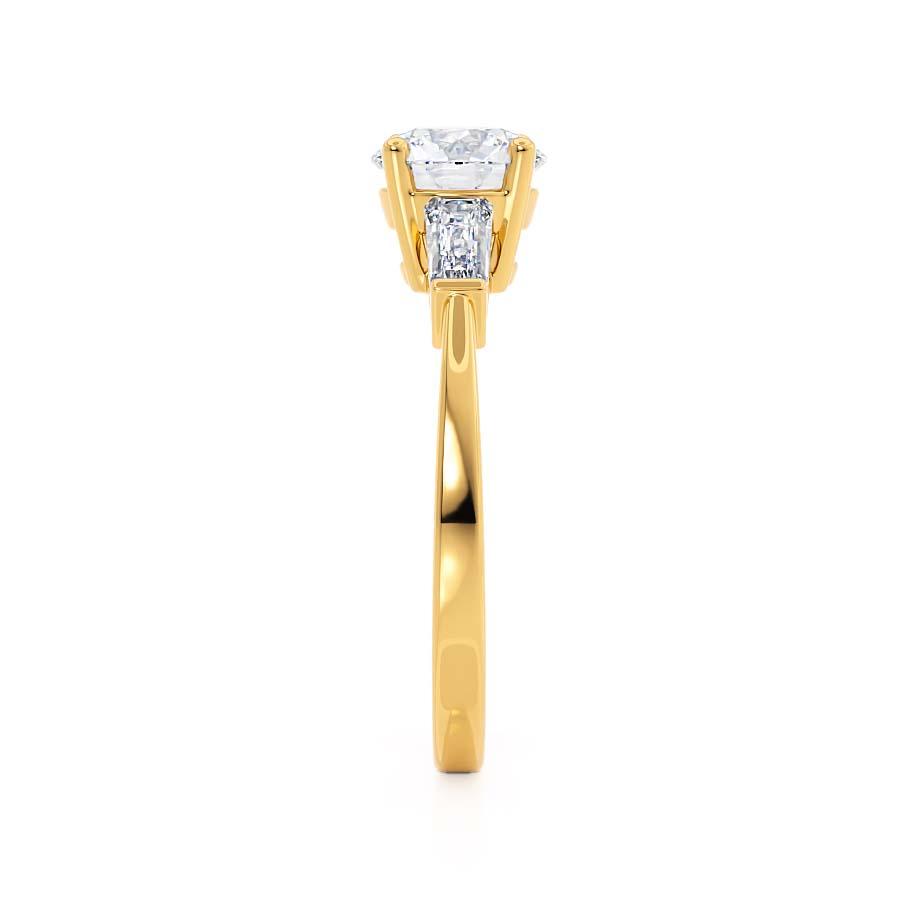 AZALEA - Round & Baguette Lab Diamond 18k Yellow Gold Trilogy