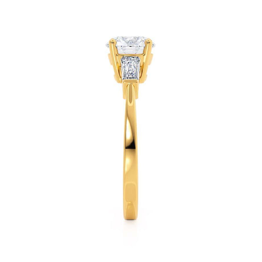 AZALEA - Round & Baguette Lab Diamond 18k Yellow Gold Trilogy