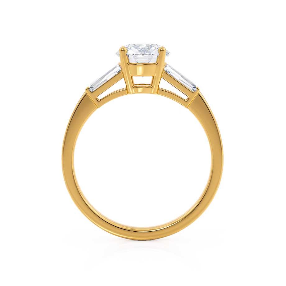 AZALEA - Round & Baguette Lab Diamond 18k Yellow Gold Trilogy