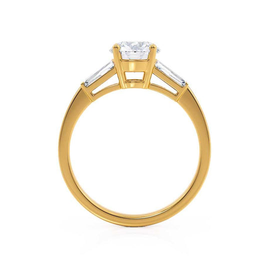 AZALEA - Round & Baguette Lab Diamond 18k Yellow Gold Trilogy