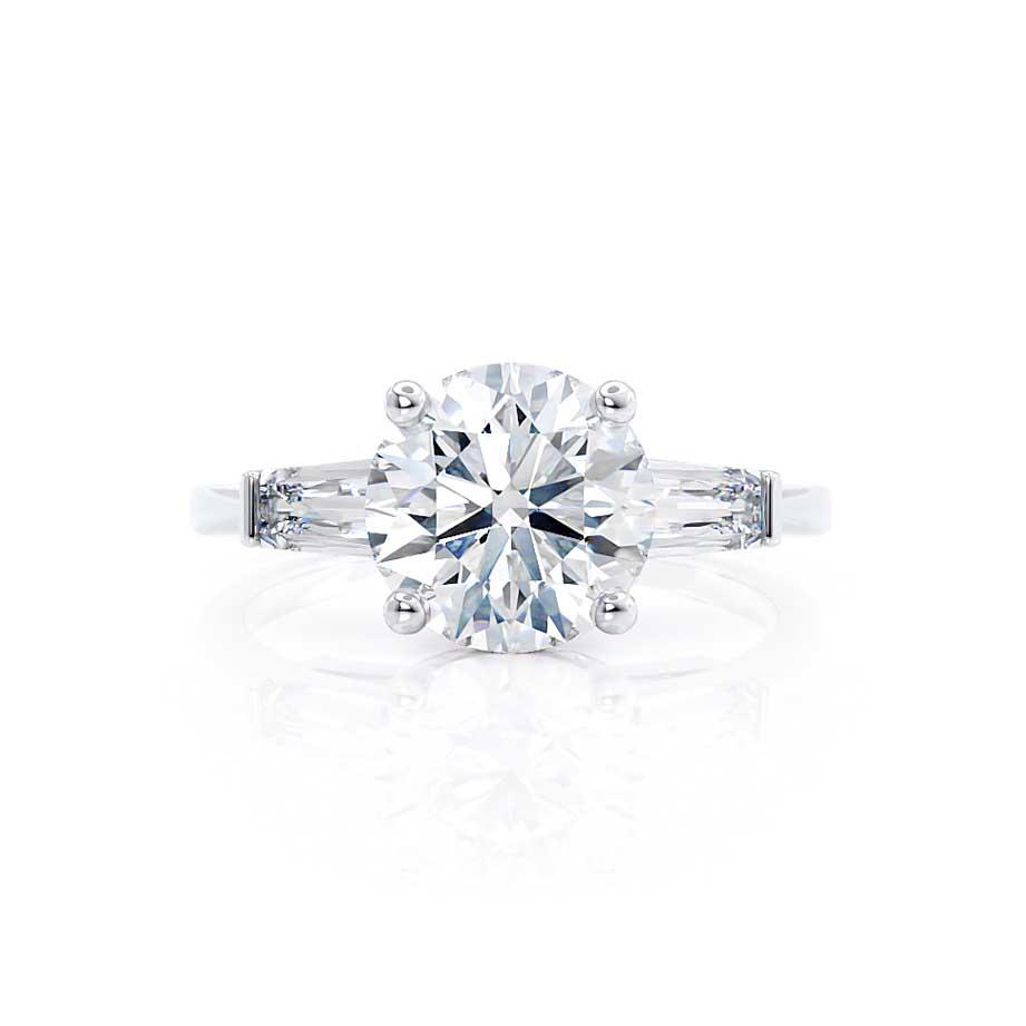 AZALEA - Round & Baguette Lab Diamond Platinum Trilogy