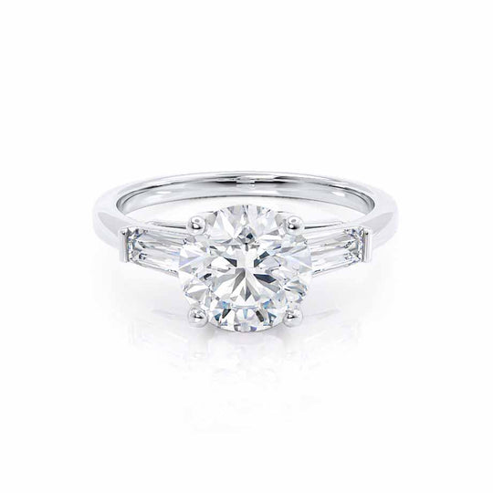 AZALEA - Round & Baguette Lab Diamond Platinum Trilogy
