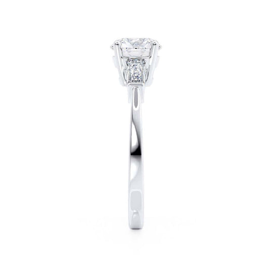 AZALEA - Round & Baguette Lab Diamond Platinum Trilogy