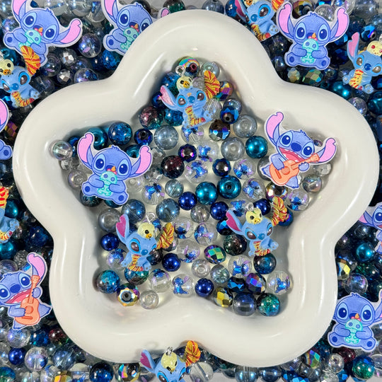 Stitch Dreamland🪐(8-10mm Crystal & printed stitch glass beads mix)