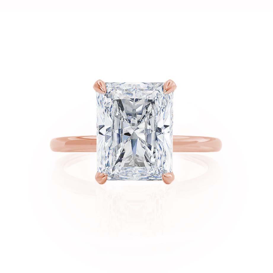 CAMELLIA - Radiant Lab Diamond 18k Rose Gold Hidden Halo Solitaire
