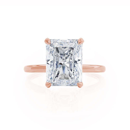 CAMELLIA - Radiant Lab Diamond 18k Rose Gold Hidden Halo Solitaire