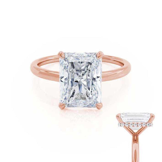 CAMELLIA - Radiant Lab Diamond 18k Rose Gold Hidden Halo Solitaire